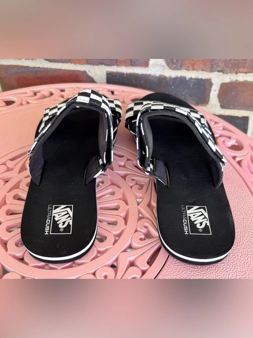 Vans Cayucus Checkerboard Double-Strap Sandals - Black & White Women’s Size 9.5